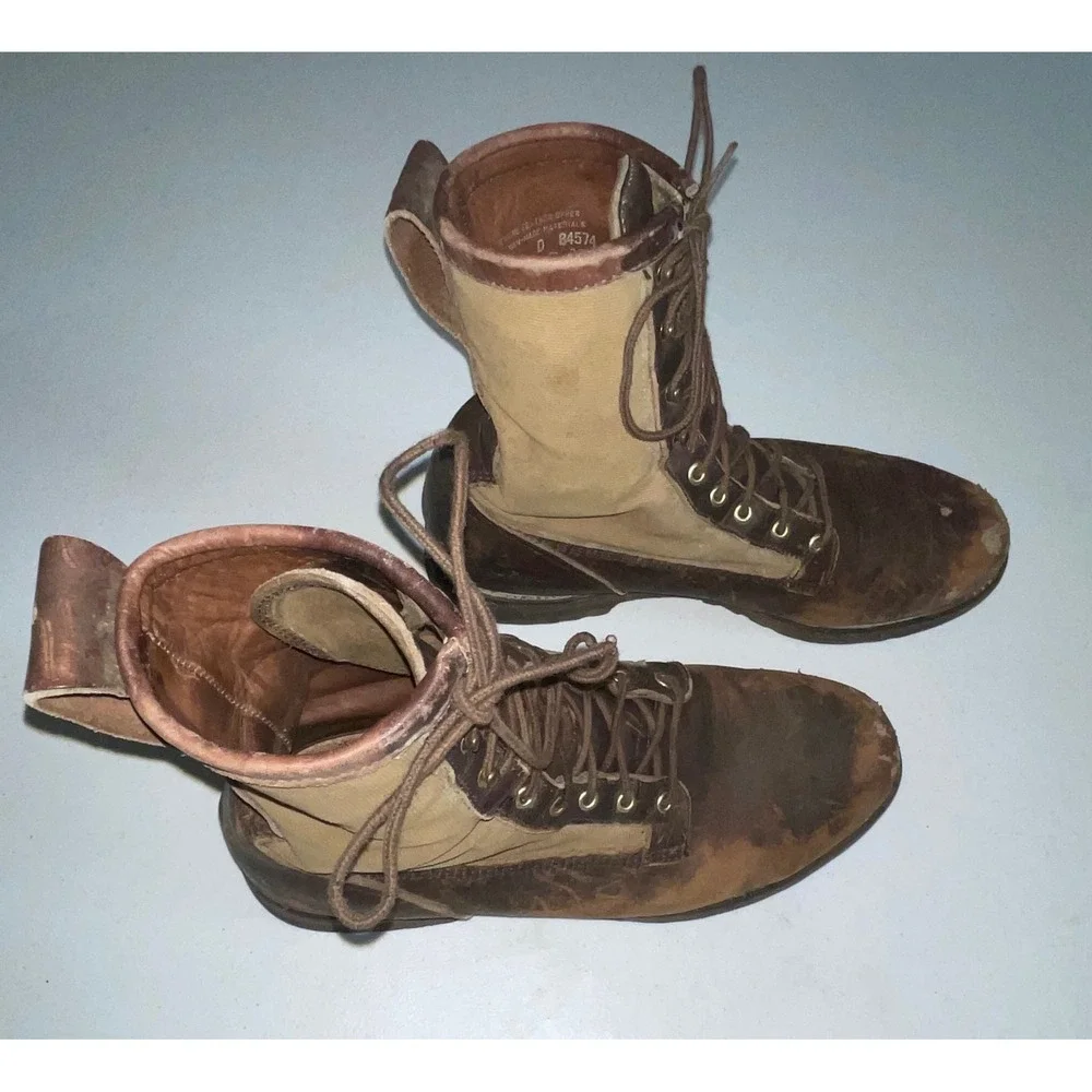 Filson Upland Boots Mens 14 D Brown Leather Canvas Vibram Gumlite Hunting 84574